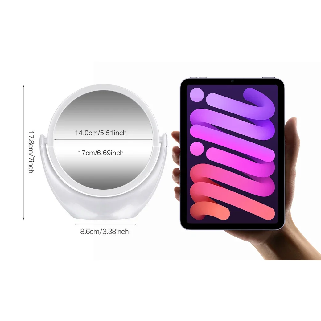 Double-sided 1x/5x Magnifying Makeup Vanity Mirror without light Free Standing 360 &deg; Rotation Travel Portable Cosmetic Compact makeup mirror magnifying mirror