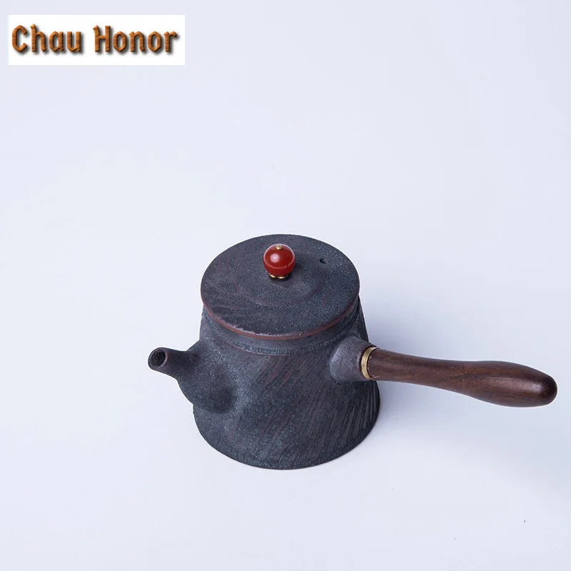 230ml Retro Handmade Coarse Ceramic Teapot Kung Fu Tea Pu'er Maker Customized Mosaic Pottery Master Pots Teaware Gift Packaging
