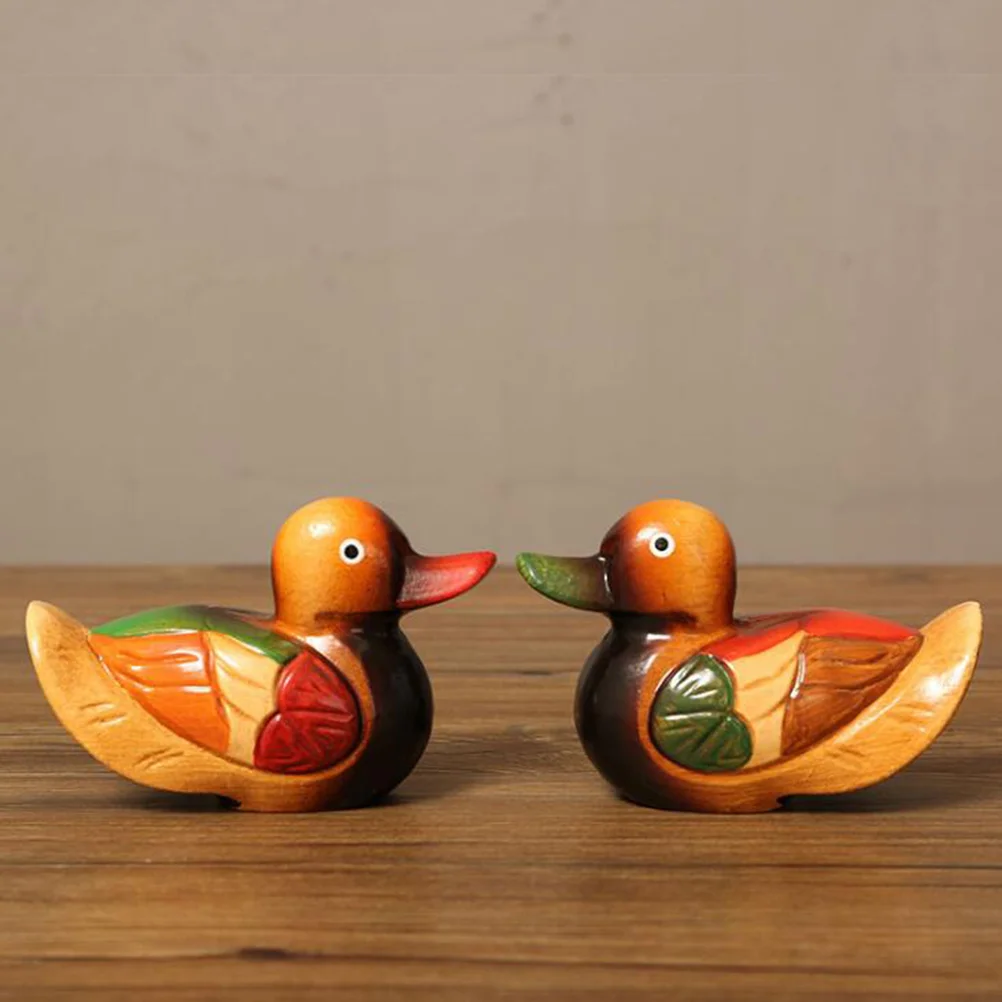 

1 Pair Dedicate Mandarin Model Creative Wood Handmade Decoration Craft Ornament for Wedding Party Anniversary Day Size M