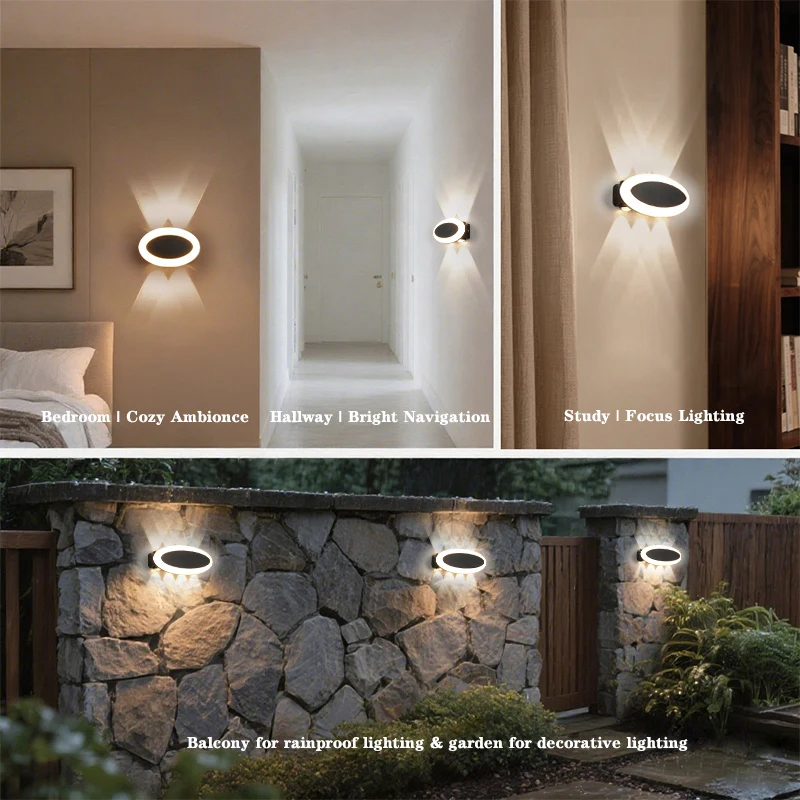 Nordic Wall Light Aluminum IP65 Waterproof Indoor Outdoor LED Wall Lamp AC100 - 240V for Balcony Garden Courtyard Porch Stair ﻿
