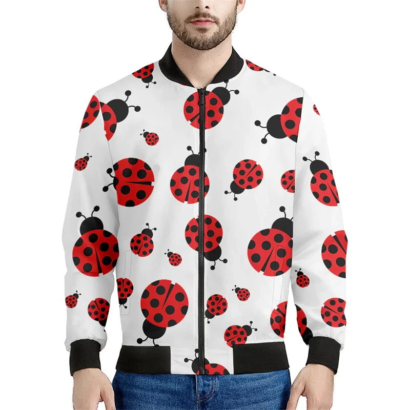 thumbnail image 1 of Chaqueta con cremallera y estampado 3D de mariquitas para hombre y mujer, sudadera informal holgada de manga larga, chaqueta bomber con cremallera para primavera y otoño, 1 of 5