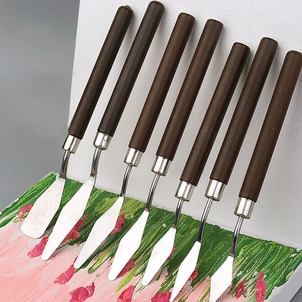 7Pcs Wooden Handle Palette Knife Set 6