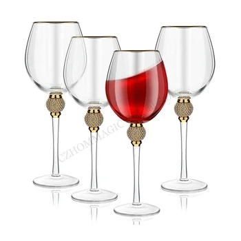 Gold-Rimmed Diamond Wine Glass Set 1