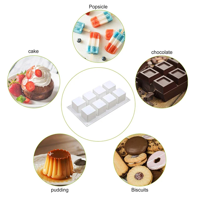 Mini moule cube 3D en silicone à 1/2 cavités, ustensile de cuisine idéal  pour les desserts, les mousses, les gâteaux, les bougies et le plâtre -  AliExpress