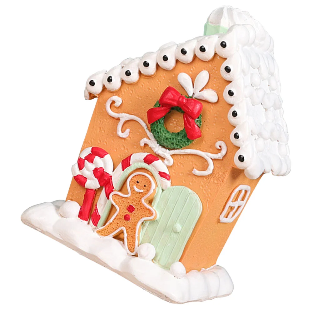 

Statue Christmas Small House Decoration Birthday for Girl Gingerbread Figure Resin