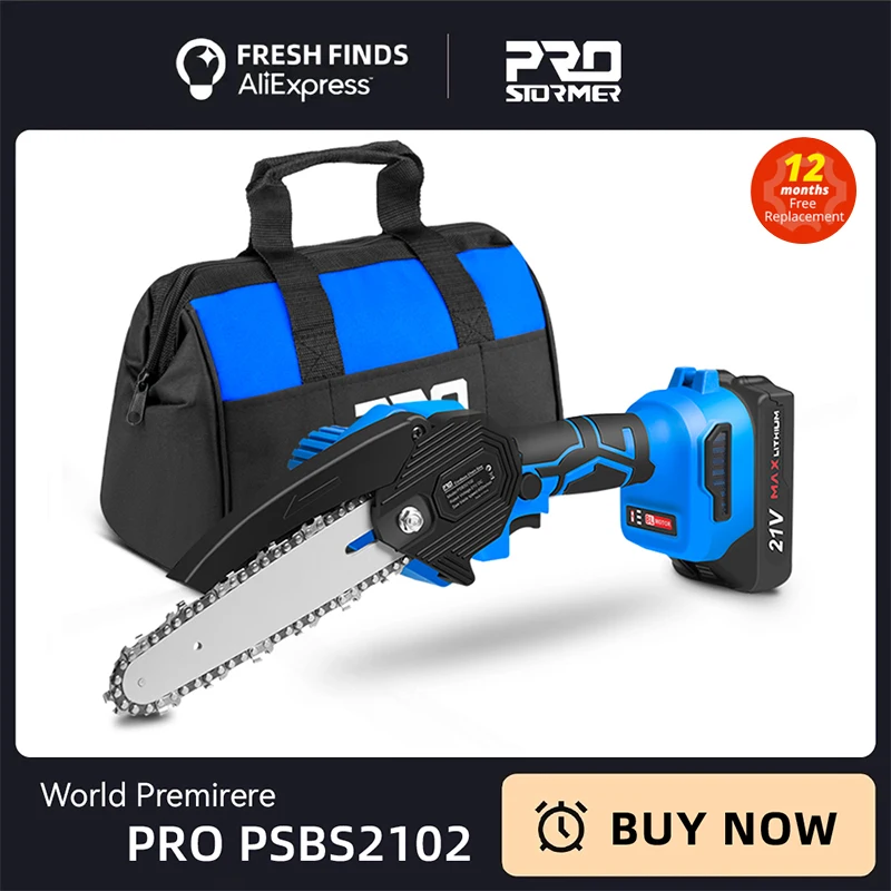 PROSTORMER 21V 전기톱, 브러시리스 전정 톱, 휴대용 6 인치 미니 체인톱, 목공 목재 커터 전동 공구 ...