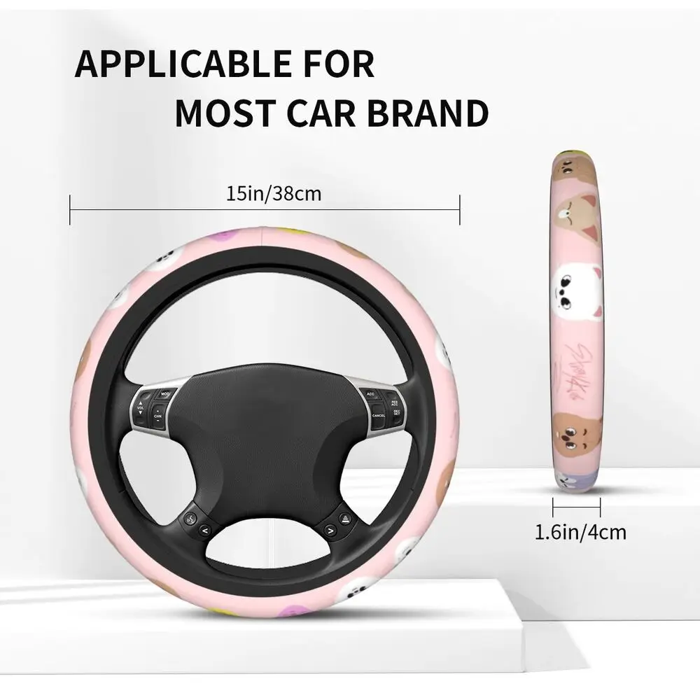 37-38 Lenkradbezüge Korea Kpop Niedliches Cartoon-Gummiband Geflecht auf der Lenkradabdeckung Buntes Autozubehör – Detail 9