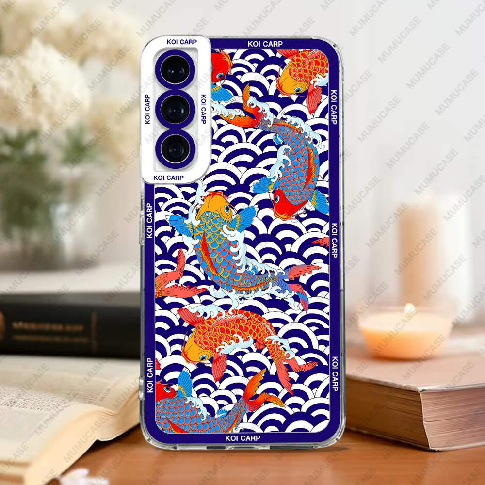 Case For Samsung Galaxy S24 S20 S21 FE S22 S23 Ultra A32 A33 A50 A52 A53 A73 A54 A14 Soft Cover Koi Carp