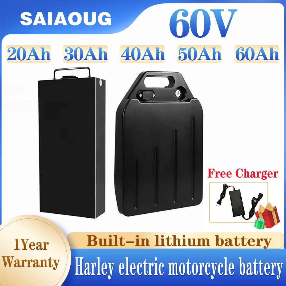 

60V 20ah 30ah 40ah Lithium Battery 50Ah 60Ah 18650 CELL 500w-2500W for Harley Electric motorcycle City coco Scooter Bicycle