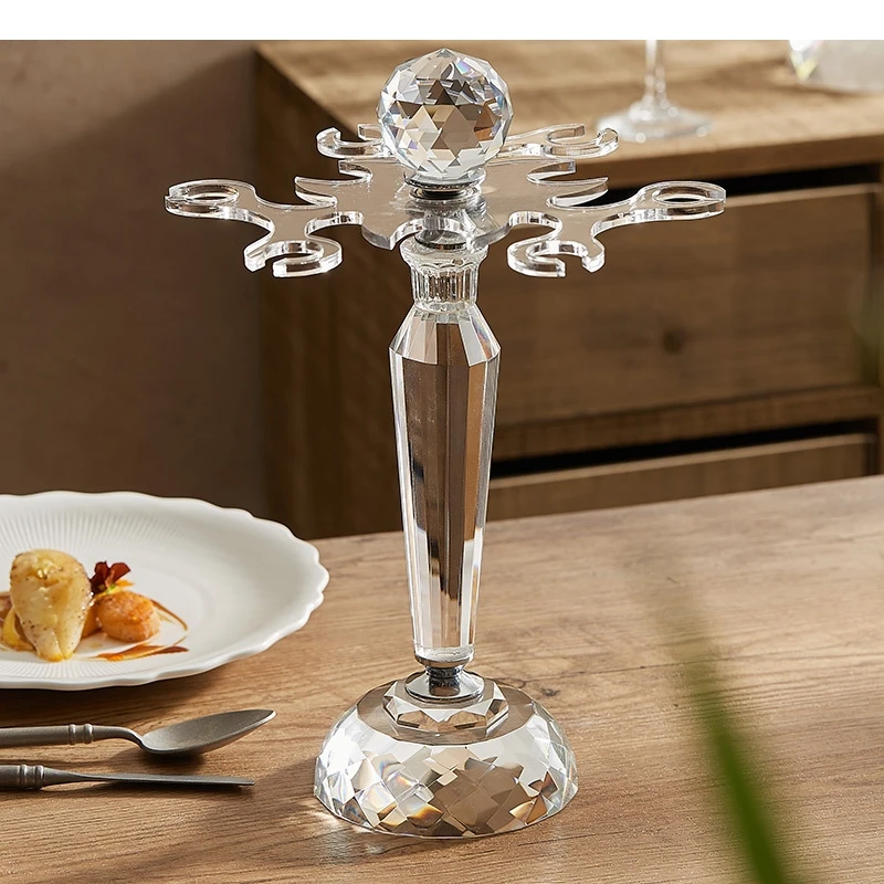 Crystal Glass Red Wine Cup Set with Rotating Holder Wedding Party Champagne Light Luxury Home Bar
