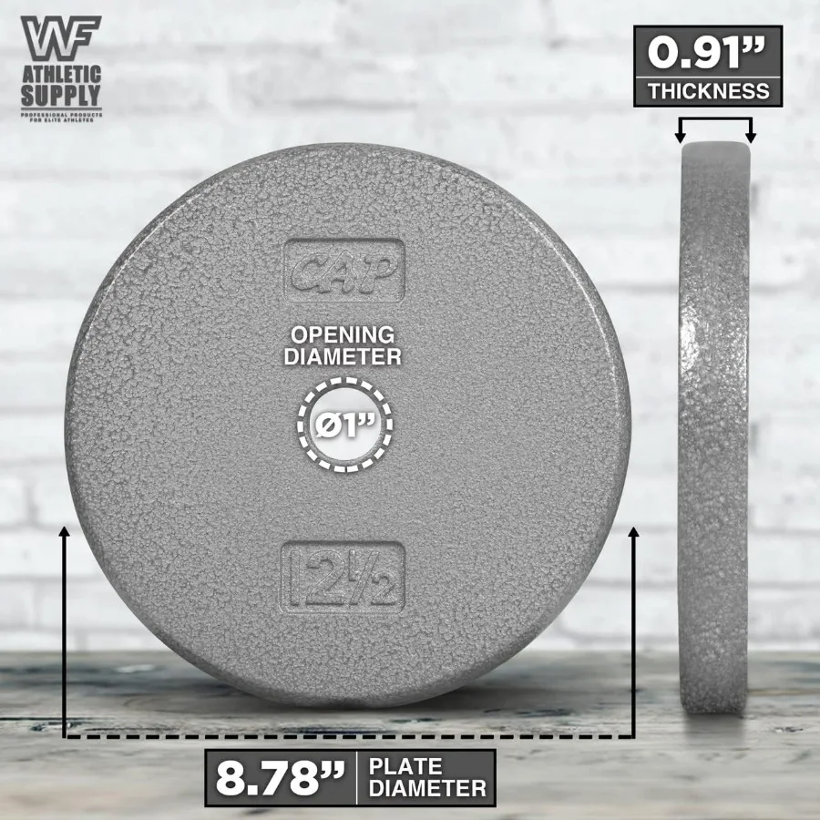 Grey Standard Solid Cast Iron Weight Plates with 1inch Center Hole Designed for Standard Barbell and Dumbbell Handles Available