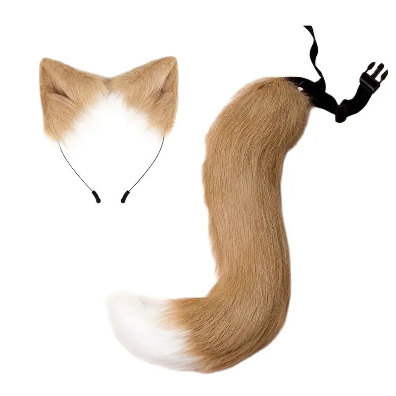 Fox Ears Hairband Plush Tail Fluffy Animal Ear Headband For Performance Halloween Costume Cosplay Anime Dress Up Accessories Anime Cosplay Accessories Anime Cosplay Tails Anime Cosplay Props