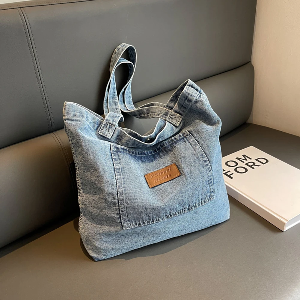 Luxury Designer Women Handbag Denim Clutch Bag Solid Color Underarm Bag  Vintage Simple Female Commuter Handbag for Office Travel