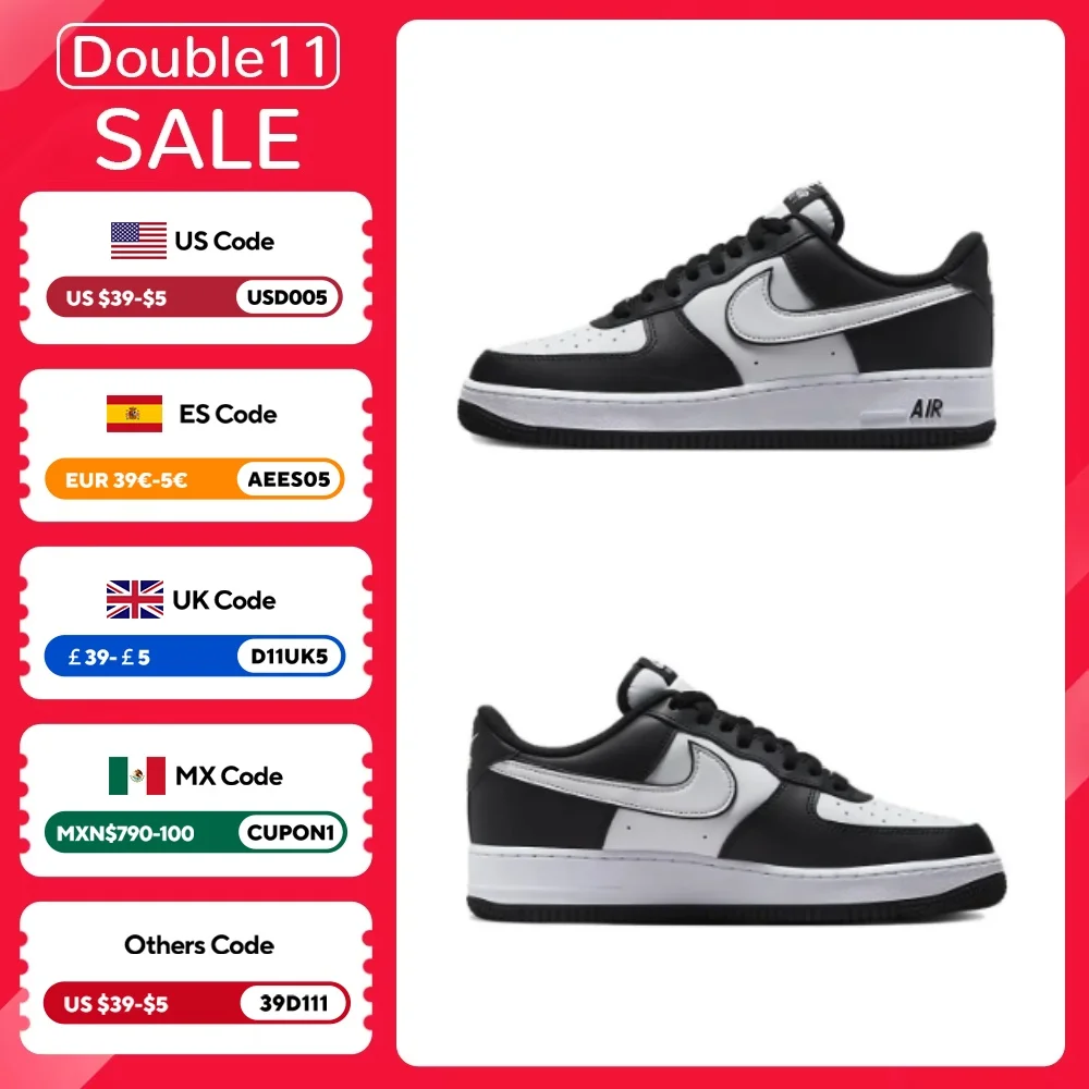 Sports Shoes Air Force 1 Nike Low "Panda" black and white casual retro versatile men and women anti slip low top board shoes