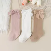 New Brand Baby Toddlers Socks Autumn Spring Children Girls Knee High Long Sock Cotton Big Bow Spanish Style Kids Floor Socks 6