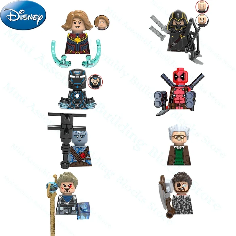 Disney Bricks Deadpool Captain Marvel Building Blocks Tony Stark Iron Man Stan Lee Thor Korg Mini Anime Figure Boy Toys Gifts