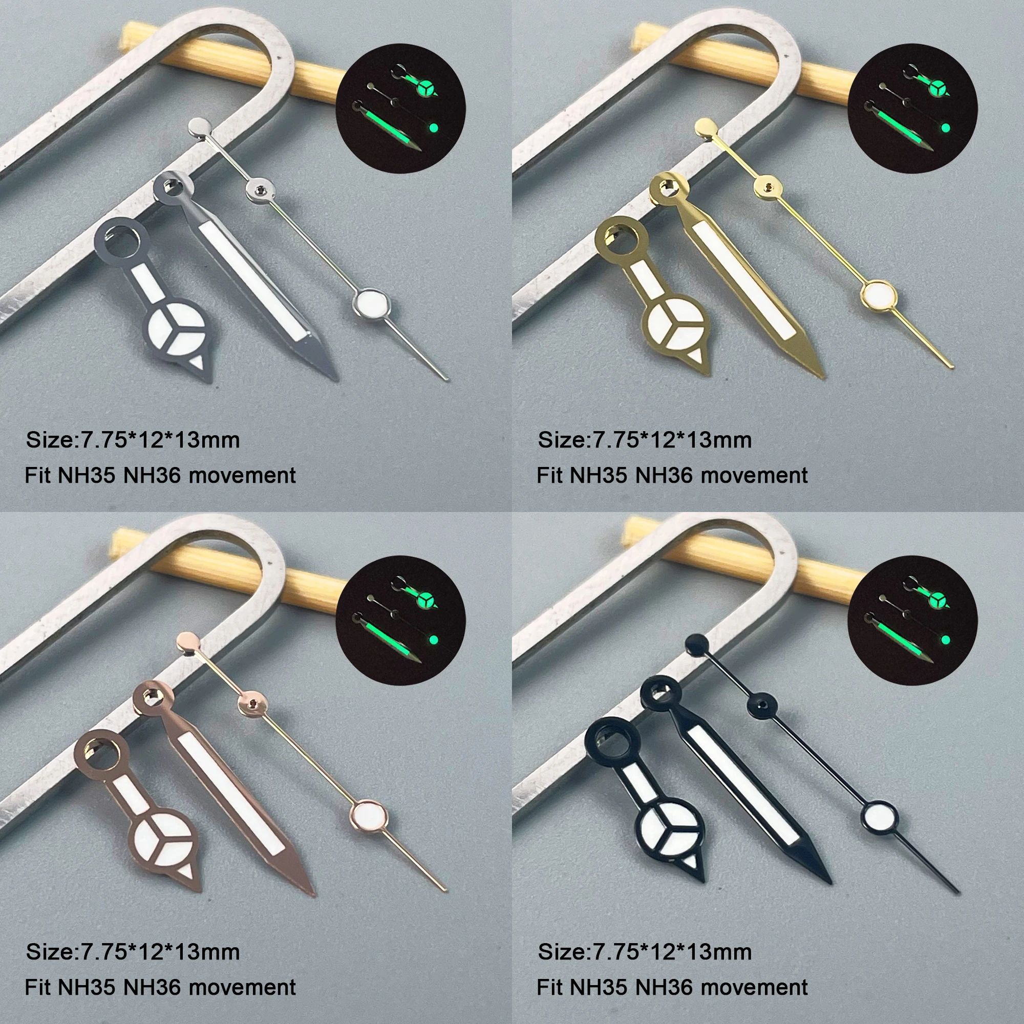Silver Gold Rose Aiguille NH35 Hands Submariner Mercedes Diver Needles C3 Lumen Pointer for Watches Replacement Part
