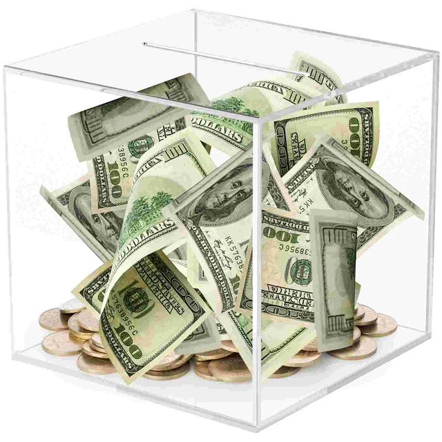 Bank Piggy Clear Box Money Kids Unopenable Saving Pot Jar Honeymoon Fund  Acrylic Coin Container Cash Savings Big Desktop Storage - Money Boxes -  AliExpress