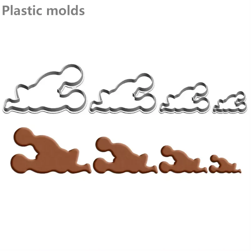 Four Specifications Cartoon Puppeteers Love Game One,Plastic Mold,Cake Fondant Tools,Cookie Sushi and Fruits Cutters