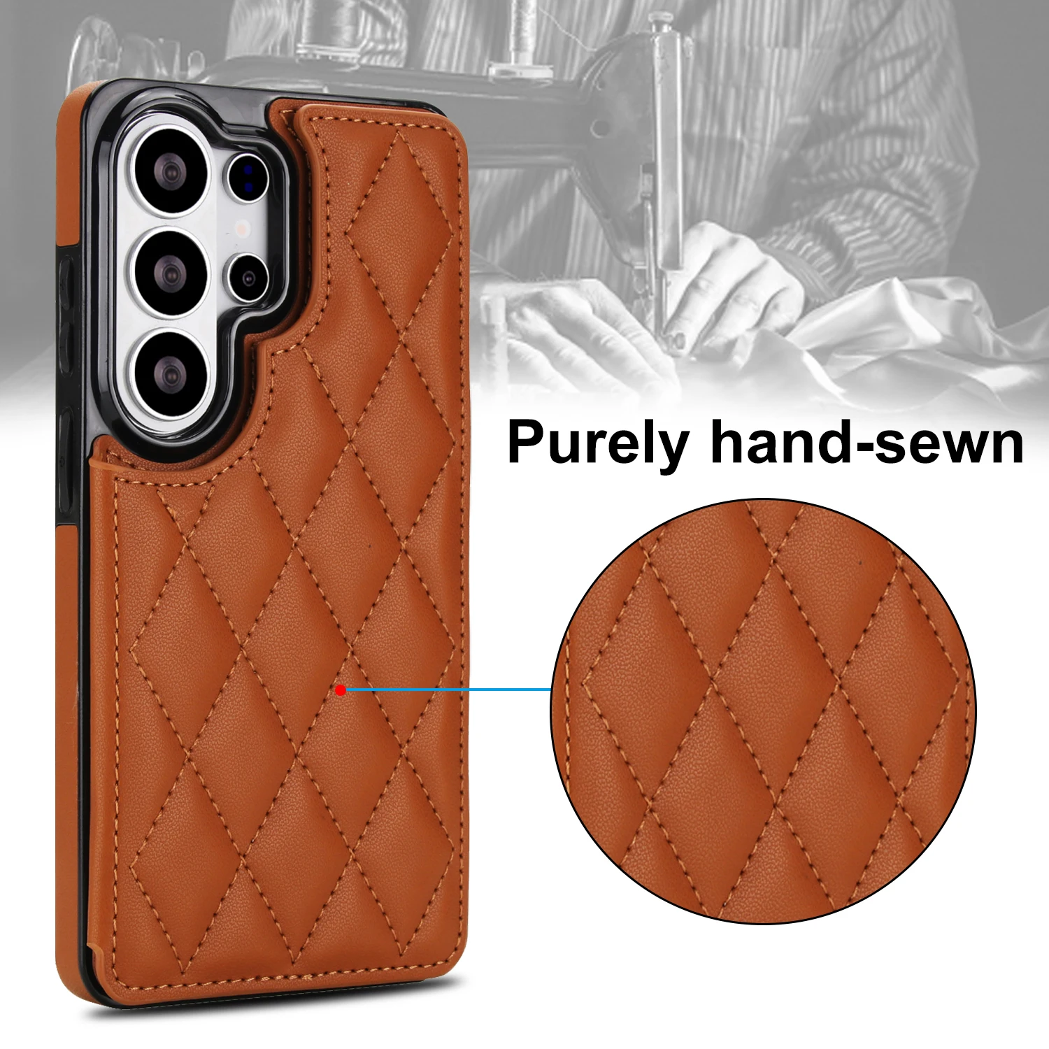 Quilted Leather Wallet Case with Card Holder