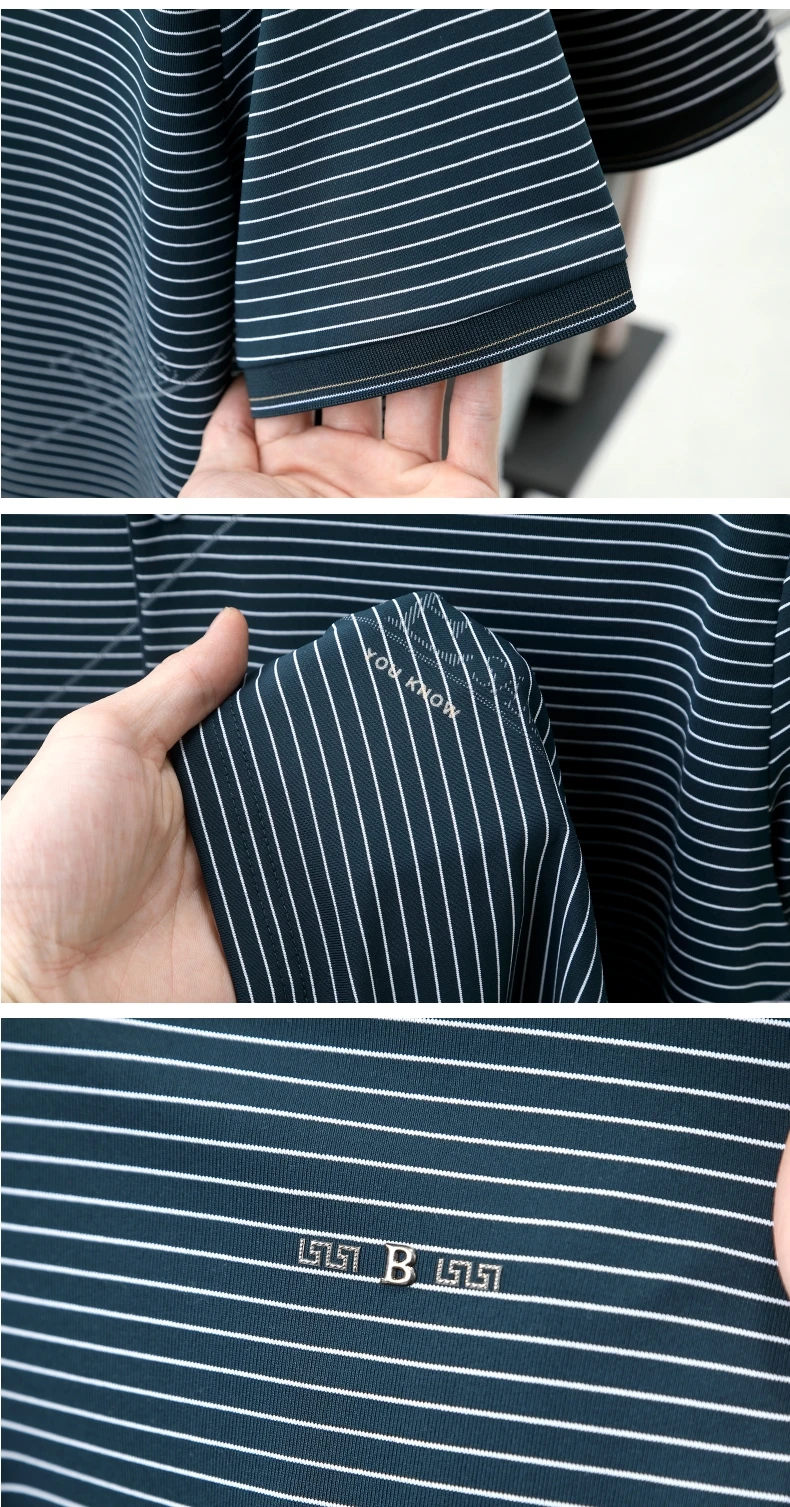 Fashion letter jacquard striped short sleeve polo shirt men's luxury trend brand summer silky breathable new item lapel T-shirt 24 S4af8ec144fb24c4d9f7fa2a6a3901673G