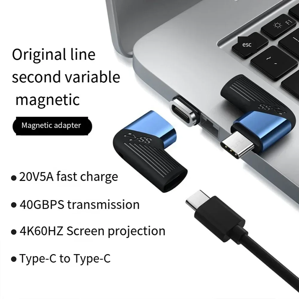 PD120W 마그네틱 컨버터 USB C-타입 C 커넥터 USB 3.1 엘보우 마그네틱 어댑터 아이폰 삼성용 고속 충전 케이블