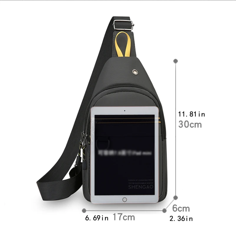 Men's crossbody bag, chest bag, shoulder bag, suitable for business commuting, hiking and cycling, outdoor sports
