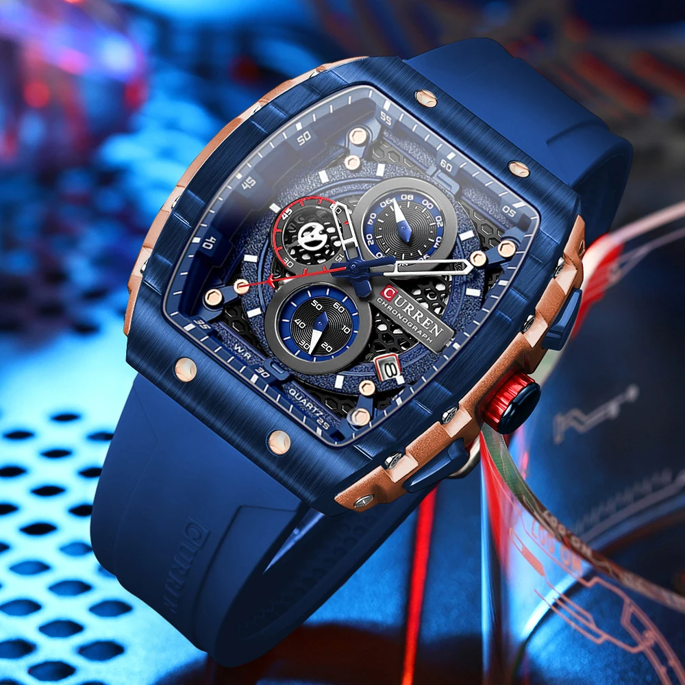 う*ち様 Karakorum PRIME-X Mサイズ 21-22モデル CURREN Sports Unique Rectangular Watches with Large Dial