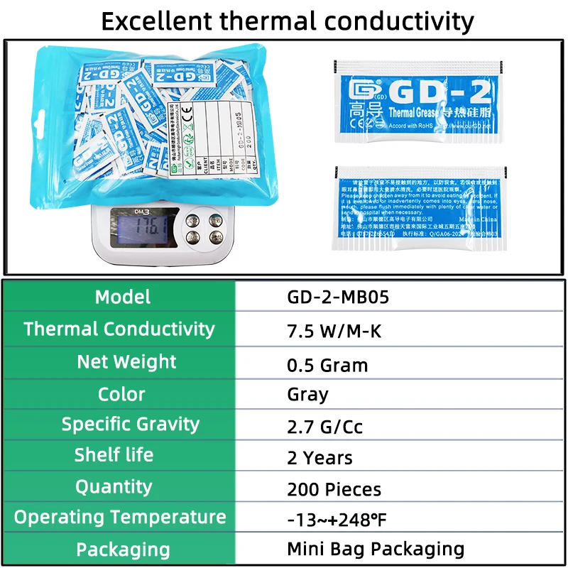 Thermal Conductive Grease Paste - Heat Sink Compound for Superior Cooling Efficiency, 0.5 Gram, Grey