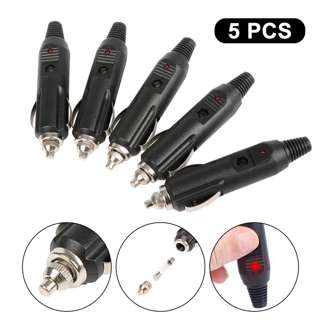 5 pièces 12V haute puissance mâle voiture allume-cigare prise connecteur  avec LED haute résistance à la chaleur et résistance aux hautes  températures - AliExpress