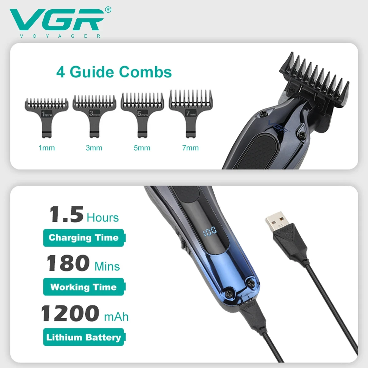 VGR 998 تصميم جديد للرجال مقص الشعر المهنية اللاسل...