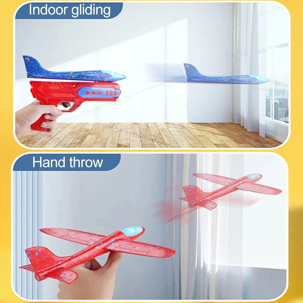 Airplane Launcher Toys Kids Catapult Guns Aircraft Shooting Toy Outdoor Sports Flying Foam Plane Launcher Gifts for Boys Girls 3