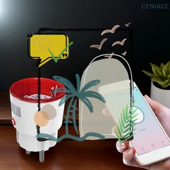 Mobile Phone Controlled 16A Zigbee 3.0 Tuya WIFI Power Plug, EU Smart Socket with Energy Monitoring Feature