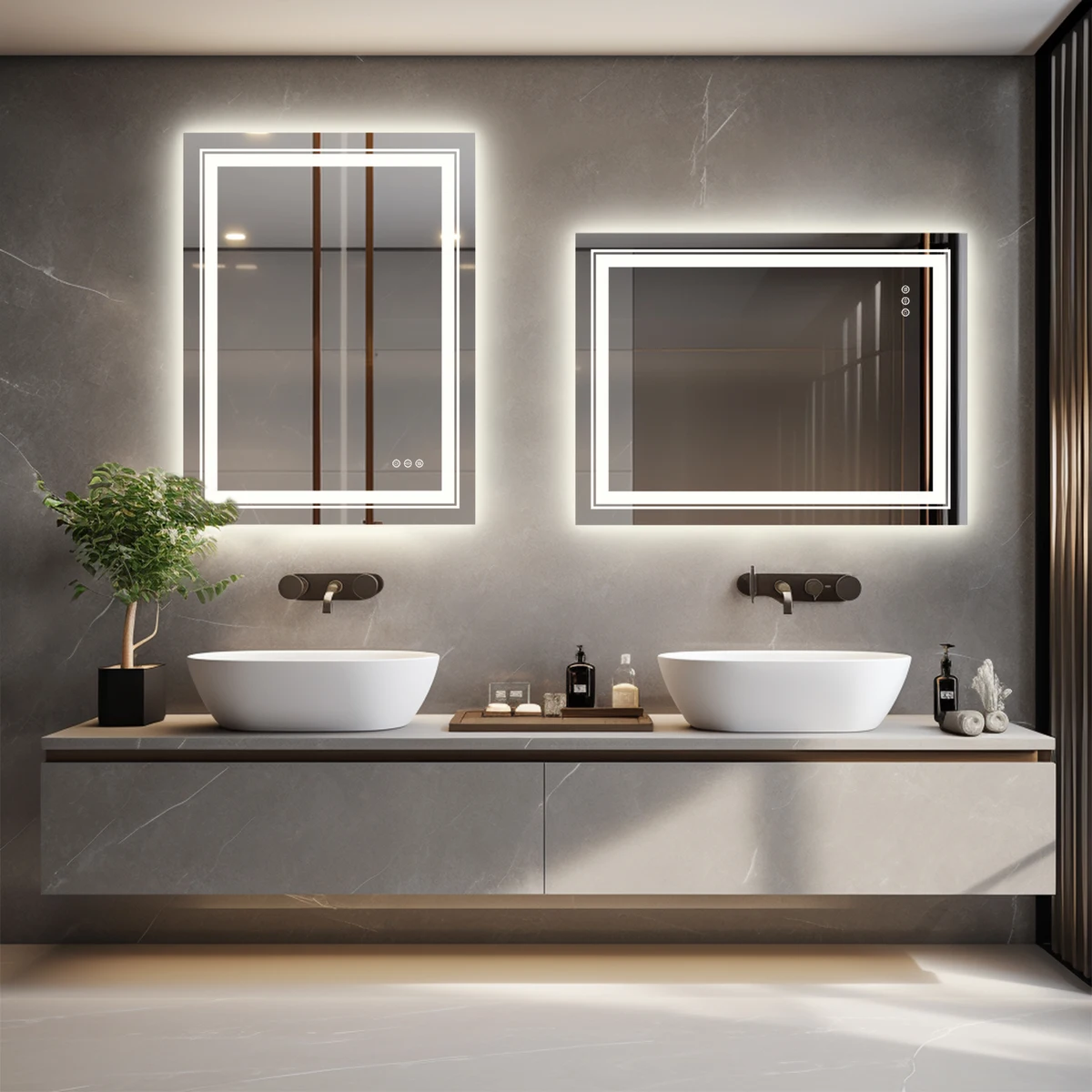 20x28 Inch Led  Rectangle Mirror for Bathroom with Front Light and Backlit Anti Fog Function Wall Backlit Decor Vanity Mirrors — view 4