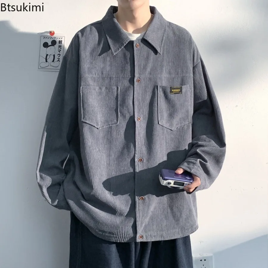 Мужская модная Вельветовая рубашка