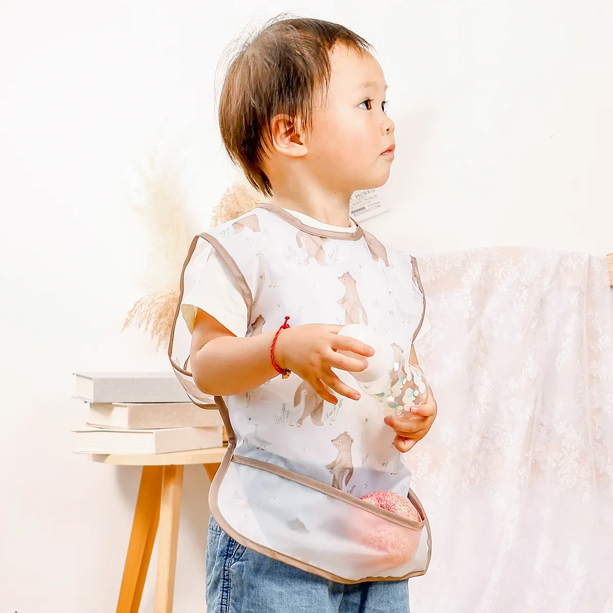 Children's Eating Apron Baby Waterproof Dirty Proof Sleeveless Breathable Painting Clothes Anti Dirt Apron Feeding Cover up