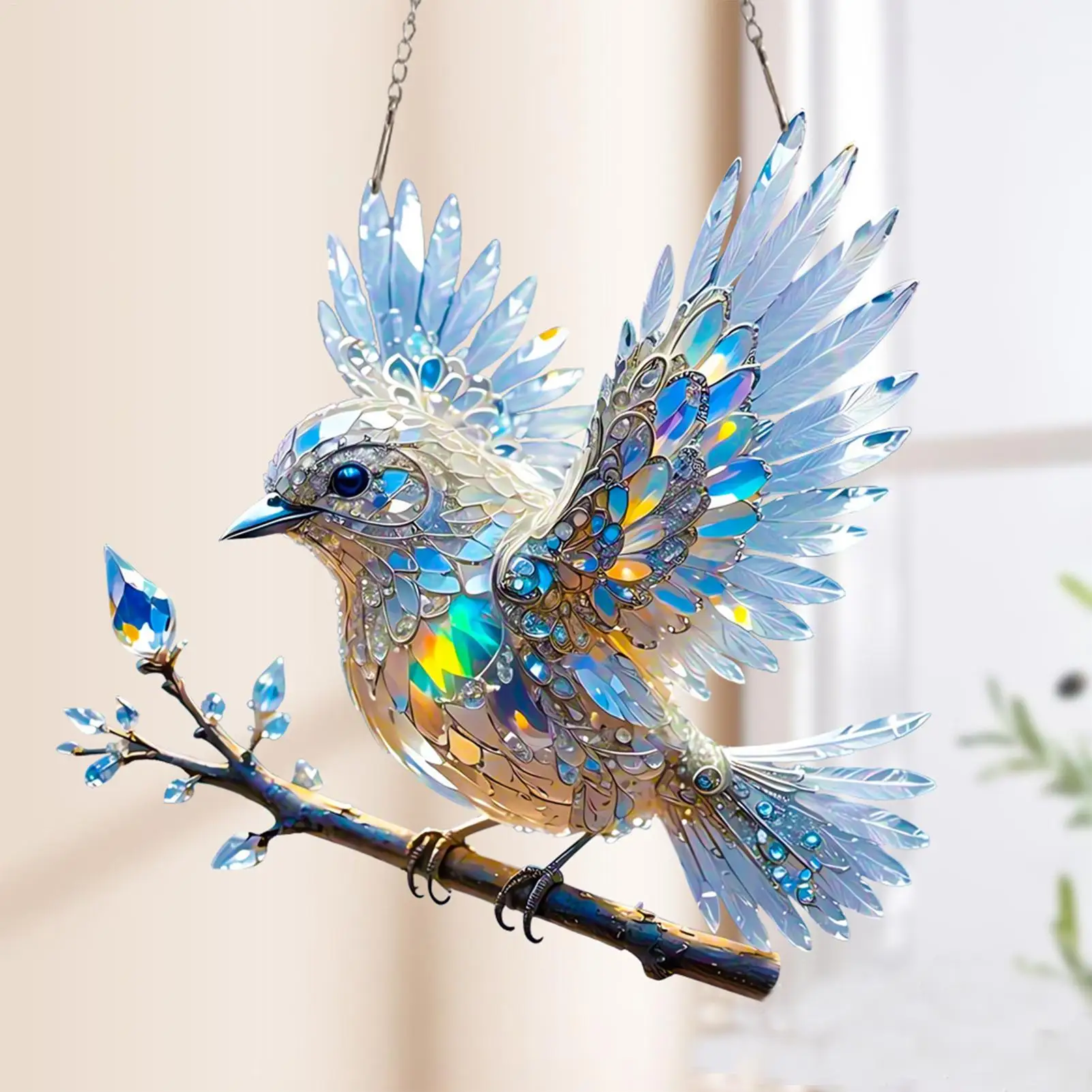 2D Acrylic Statues Sun Catcher for home living room Stained Window Hanging Bluebirds Suncatchers Stained Acrylic Window Hanging