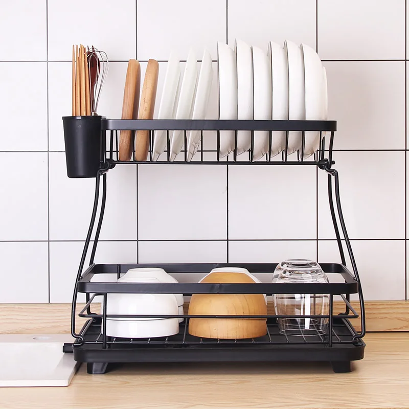 Large Capacity Double-layer Kitchen Dish Rack, Drainage Rack