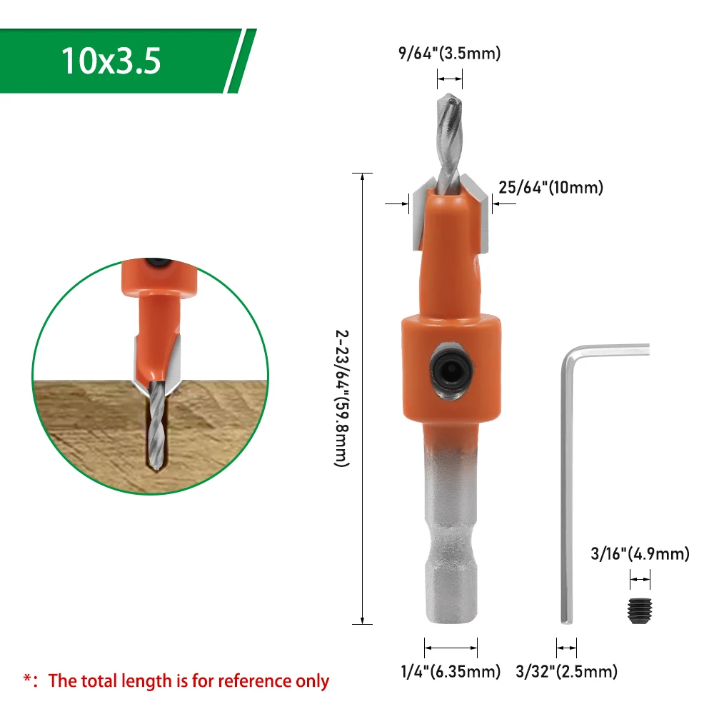 LAVIE 1 Stück 1/4-Zoll-Senker mit Sechskantschaft, 8 mm 10 mm Senkerbohrer für Holz, für elektrische Bohrmaschine, Schlagschrauber CH339D – Detail 16