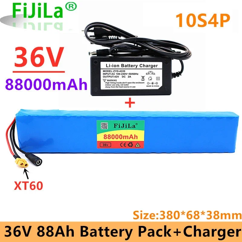 

Original 18650 battery pack 10s4p 36 V 88AH high power 600 W, suitable for electric bicycle lithium battery with charger sales