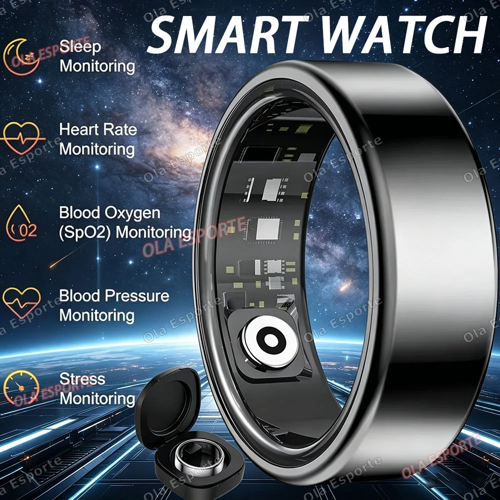 2026 New Multi-Functional Smart Ring Men Women With Charging Case Heart Rate Blood Oxygen Monitoring Waterproof For Android iOS 1