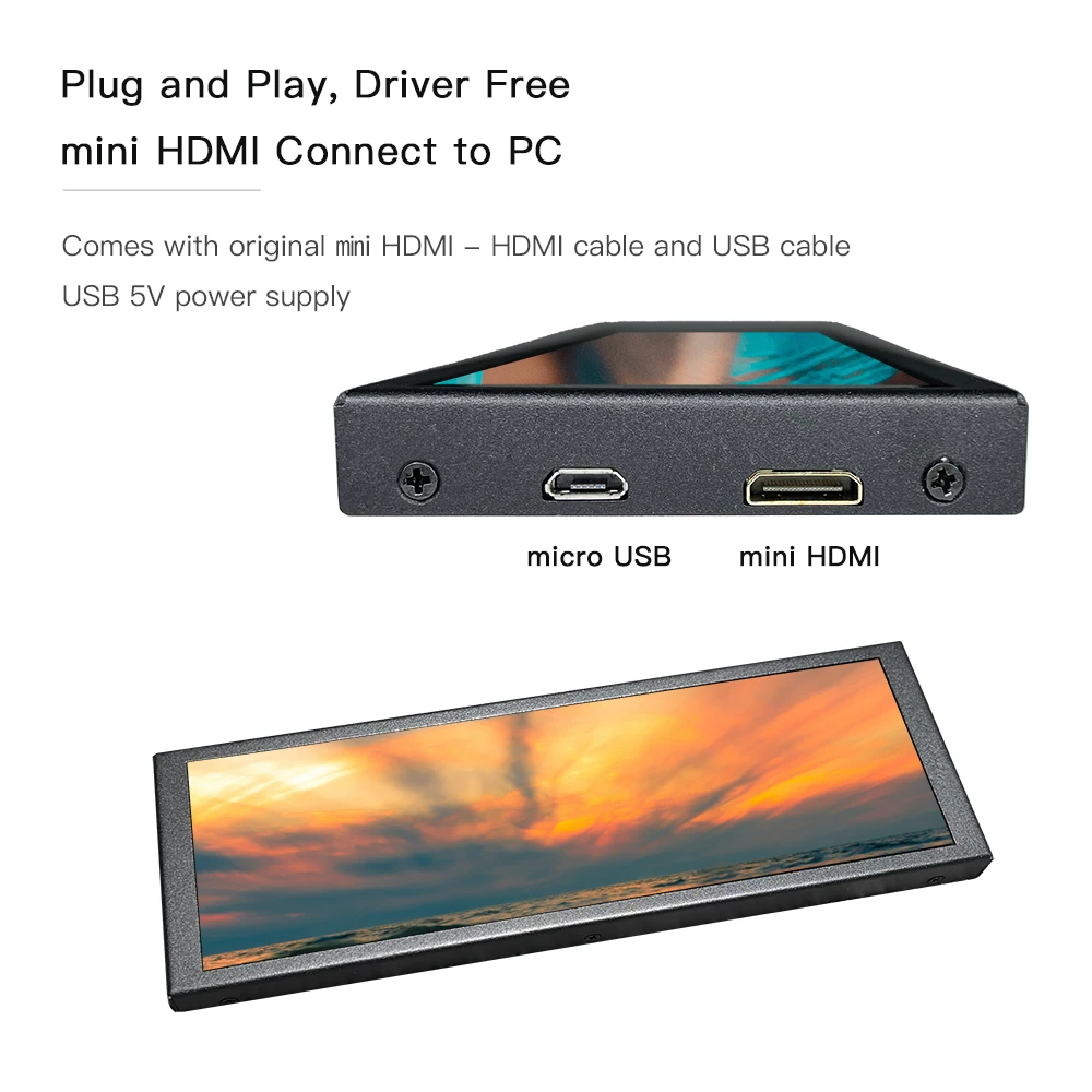 Mini moniteur à écran tactile LCD portable, support HDMI, deuxième écran  pour ordinateur portable, expansion 7.9, 400 pouces, 1280x7.84 - AliExpress