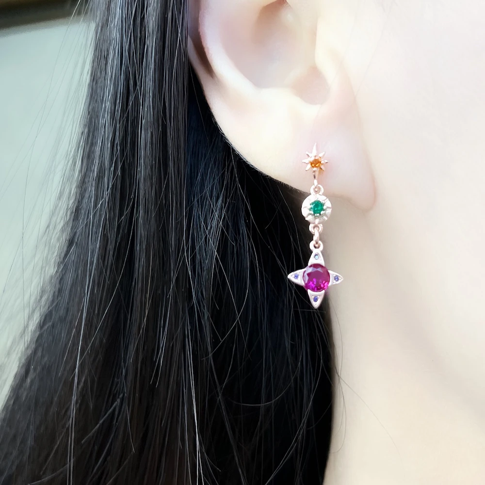 Earrings Colourful Lucky Symbols Playful Vintage Gift For Women