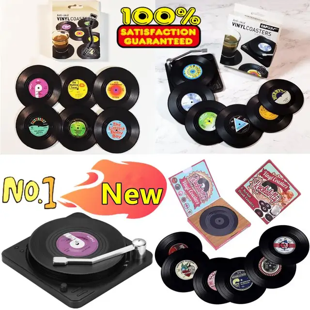 New 6/4/2PCS Retro Vinyl Record Cup Coaster Anti-slip Coffee Coasters Heat Resistant Music Drink Mug Mat Table Placemat Decor New 6/4/2PCS Retro Vinyl Record Cup Coaster Anti-slip Coffee Coasters Heat Resistant Music Drink Mug Mat Table Placemat Decor