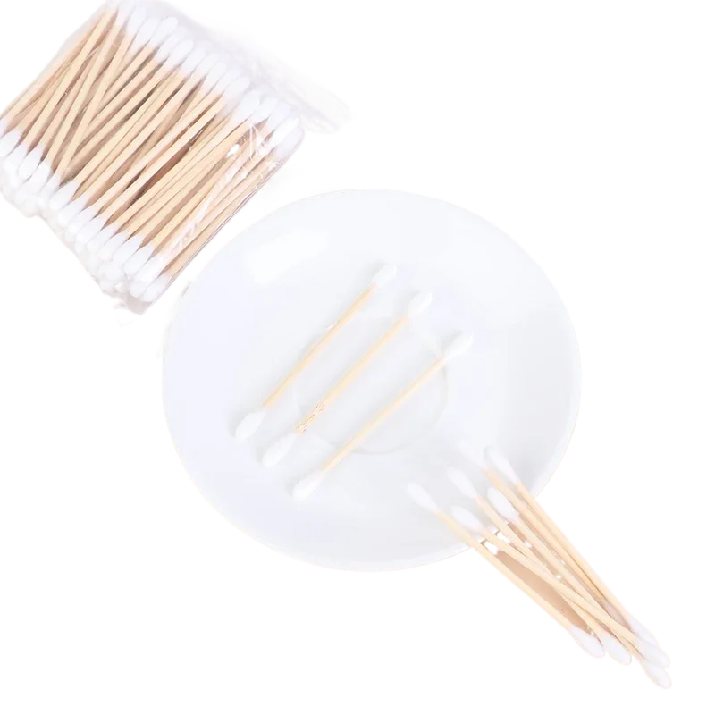 Double Head Cotton Swab 300 500 1000pcs Medical Wood Sticks Nose Ears Clean Applicator Microbrush Beauty Cotton Buds Makeup Tool cotton swabs wood cotton swabs disposable cotton swabs