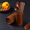 Bamboo Wooden Chopstick Cylinder Tableware Drainage Kitchen Storage Container Bamboo Sign Cylinder Restaurant Supplies 5