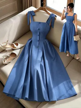 Elegante Abito Lungo da Donna in Tinta Unita, Vestito Leggero e Alla Moda