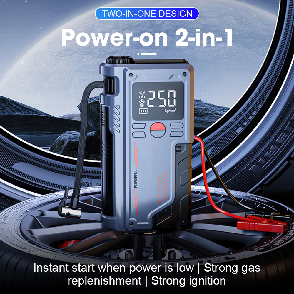 4 In 1 Car Jump Starter Air Compressor 20000mAh Portable Booster Charger 1000A Car Battery Starting Device