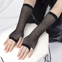 Black Neon Fishnet Fingerless Long Gloves Arm Cuff Party Wear Fancy Dress for Women Sexy Girls Punk Goth Dance Party Mesh Gloves - Image 5