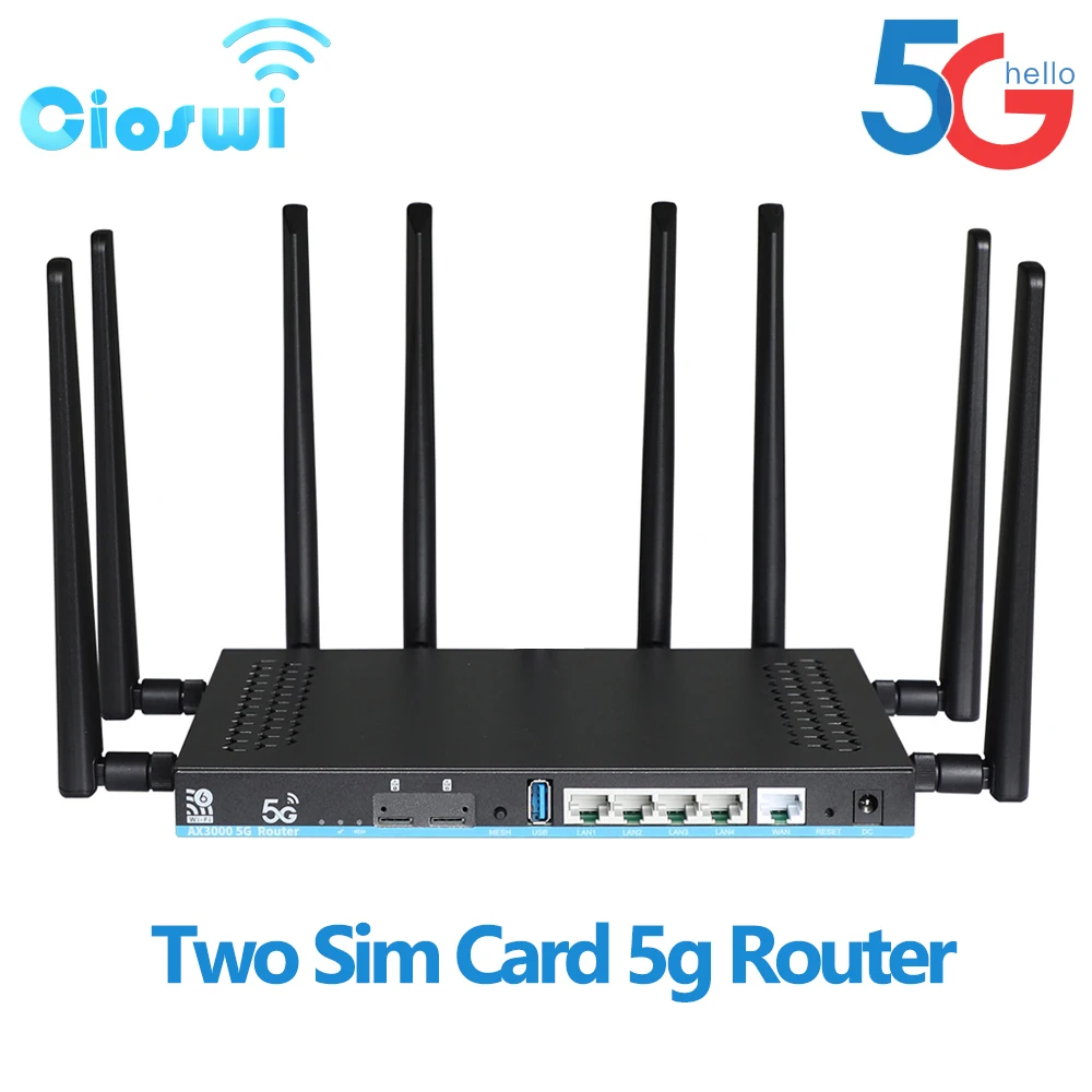 AX3000 5G Router Dual SIM Card Wifi6 3000Mbps Openwrt DDR4